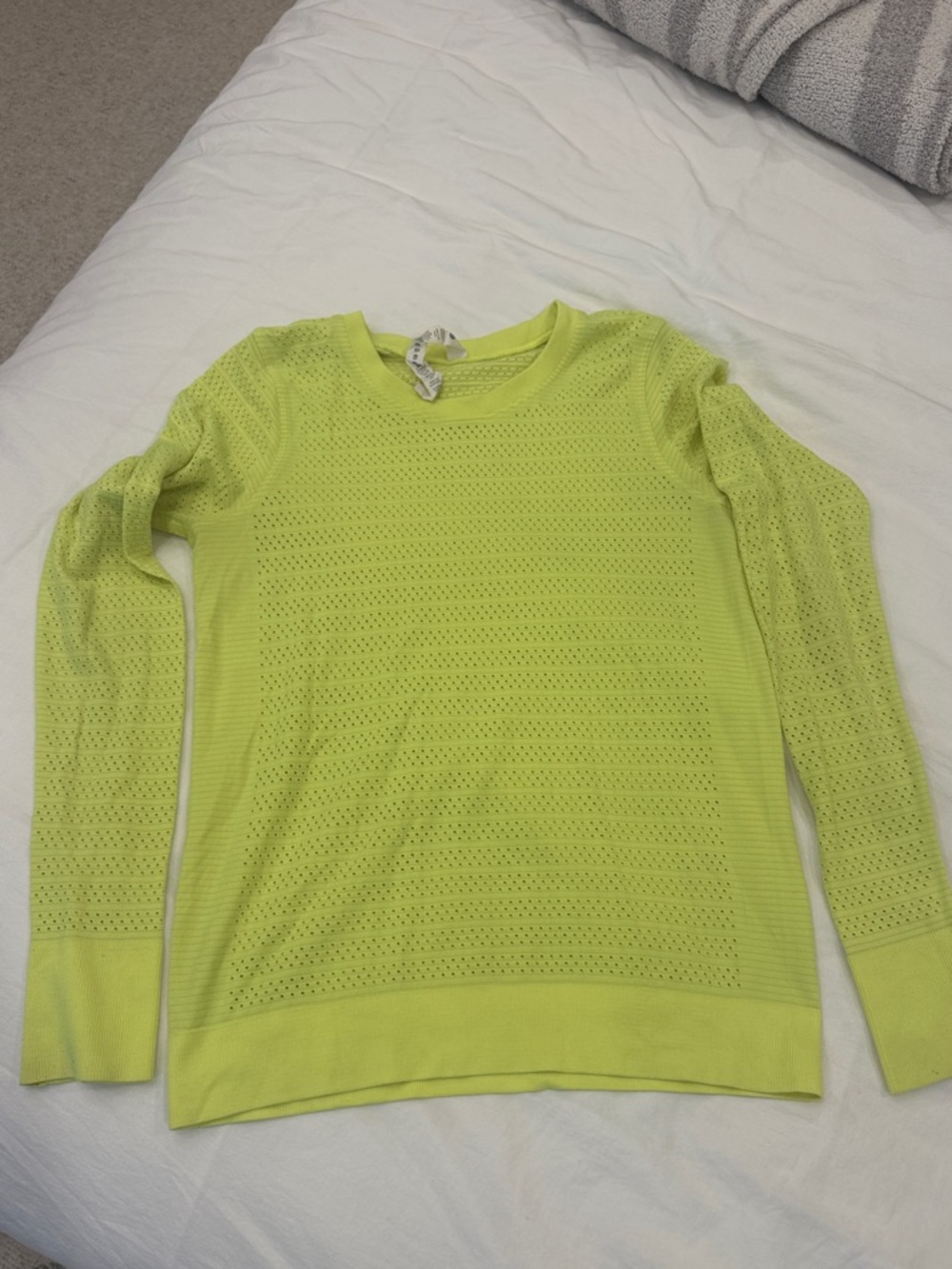 lululemon athletica Neon Yellow Lightweight Eyelet Crew Sweater